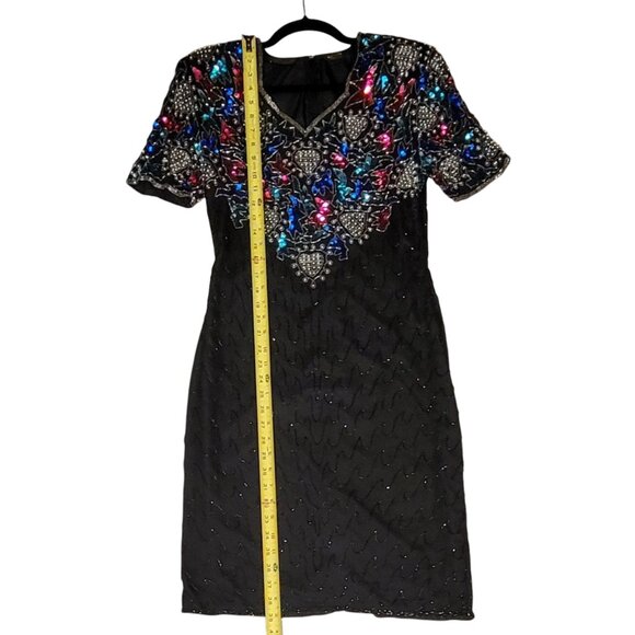 VTG Mark & John Beaded Sequins 100% Silk Cocktail Dress with Sweetheart Neckline - Picture 10 of 16